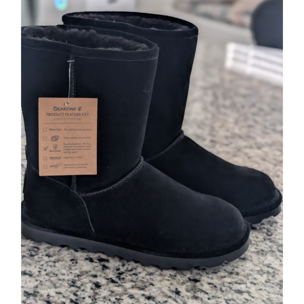 BearPaw Black Elle Tall, Women's size 9